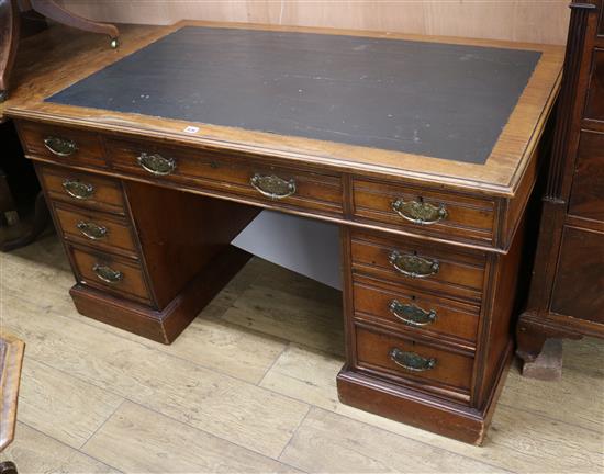 A Victorian walnut pedestal desk W.136cm